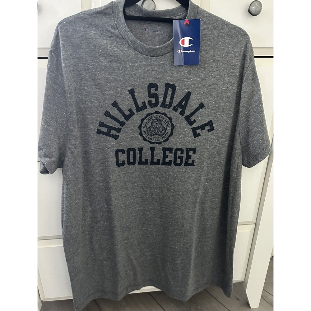 Champion Hillsdale College T-shirt Mens XL Gray NWT Graphic Athletic Michigan